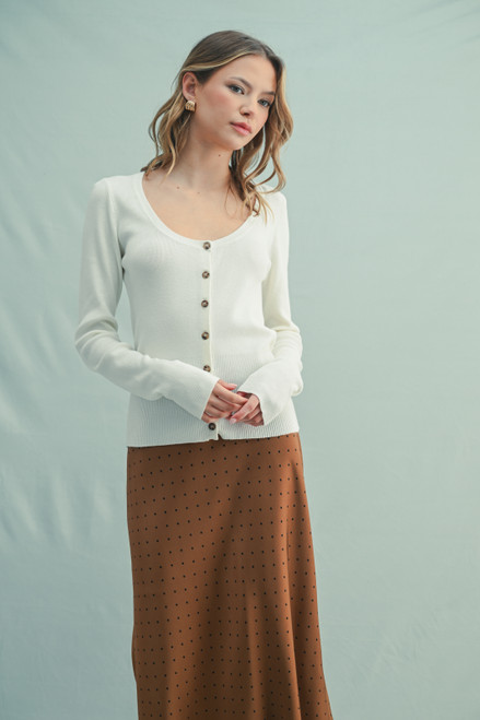 Off White Lightweight Button Up Sweater Top