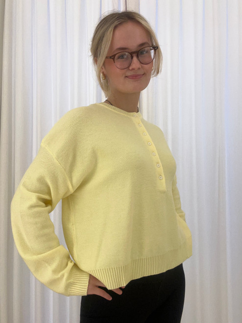 Lemon Button-Up Sweater