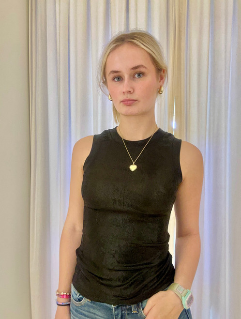 Black Glitter Tank Top