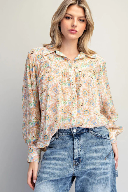 Apricot Paisley Blouse