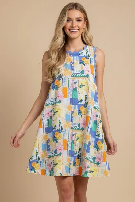 Patchwork Print Mini Dress