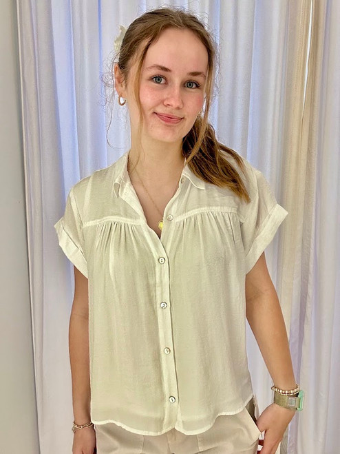 Chloe White Button-Down Top