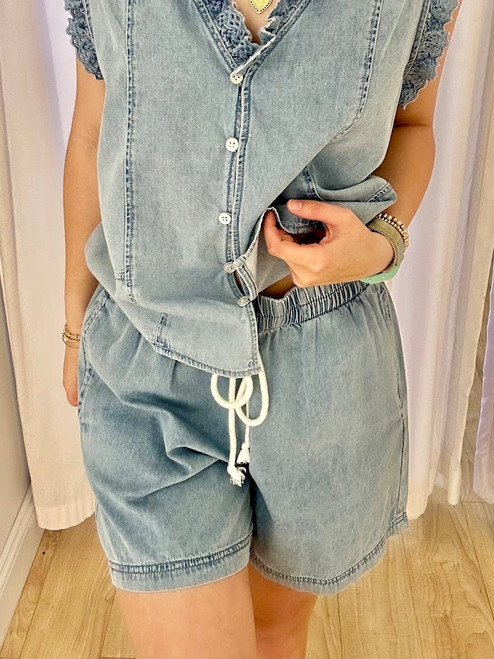 Everyday Drawstring Denim Short