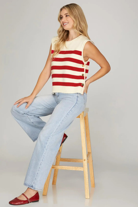 Red Stripe S/L Sweater