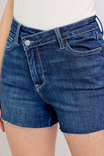 High Cross Waist Denim Shorts
