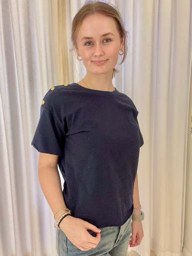 Navy Erin Shoulder Button Tee