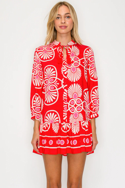 Coral Festival Medallion Short Dress