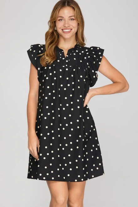 Black/white Polka Dot Mini Dress