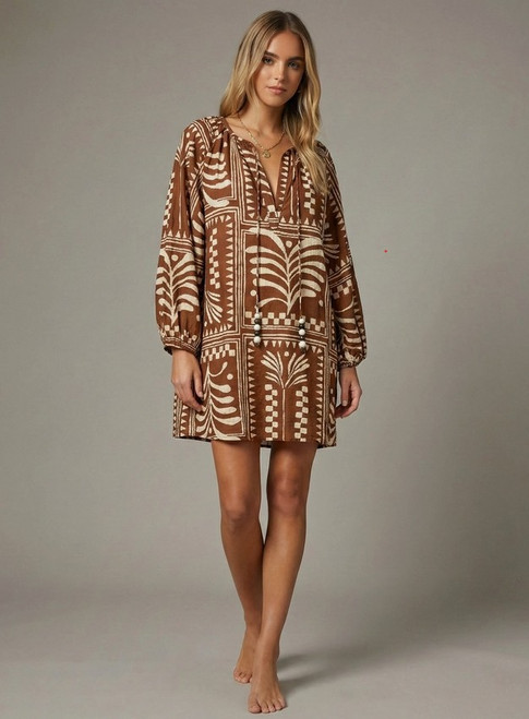 Terracotta Script Short Dress