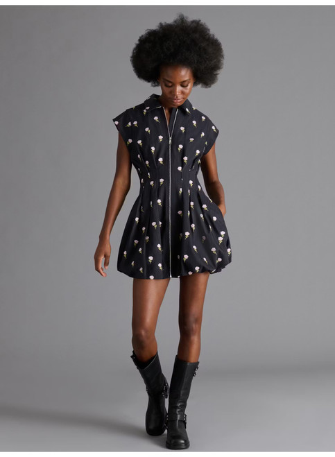 Dyanne Navy Stripe Flower Dress