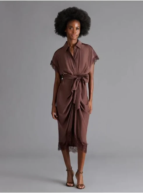 Tori Walnut Lace Dress