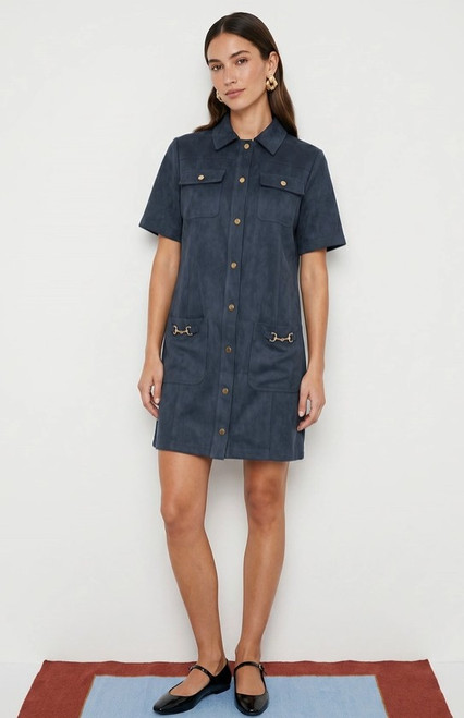 Horsebit Denim Blue Soft Shirt  Dress
