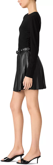Isha Black Faux Leather Skirt w/Belt
