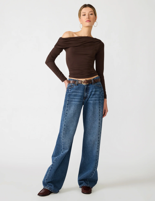 Brown Ryder Knit Off-Shoulder