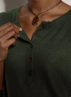 Green Button Front Blouson Sleeve Top