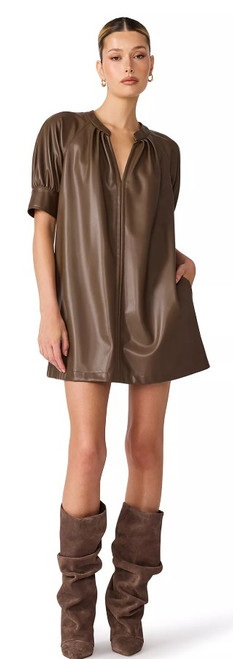 Sharlene Fuax Brown Leather Dress