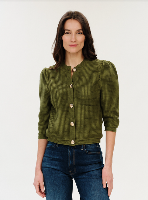 Lou - Thyme Shoulder Waffle Cardigan