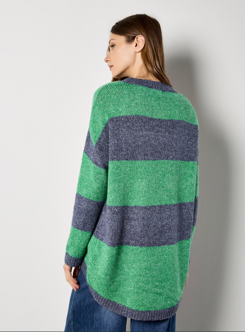 Navy & Green Big Stripe Sweater