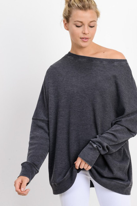 Waffle Ribbed Pullover