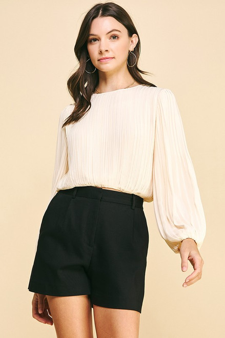 Cropped Pleated Woven Top