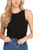 Halter Stretch Rib Knit Bodysuit w Snap Closure