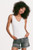 White Ribbed V-Neck Tank