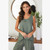 Army Green Linen Back Button Tank
