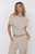 Cindy Oatmeal Strong Shoulder Top