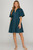 Teal Bubble Sleeve Front Zip Mini Dress