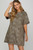 Olive Grey Short Sleeve Animal Print Suede Dress