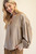 Beige V-Neck Long Sleeve Shimmer Blouse