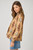 Mustard Print Smocked Mock Neck Top
