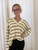Cream Striped V-Neck Sweater