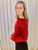Red Off-Shoulder Fuzzy Sweater