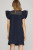 Navy Ruffle Sleeve Lace Trim Dress
