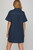 Navy Short Sleeve Button Down Mini Dress