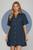 Navy Short Sleeve Button Down Mini Dress