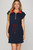 Navy Drop Sleeve Zip up Collared Dress