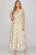 Cream Shells Print S/L Tiered Maxi Dress