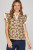 Brown Ruffled Sleeve Printed Top