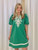 Green Embroidered Detail Mini Dress