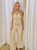 Tan Elastic Waist Textured Pants