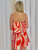 Orange/Pink/White Strapless Romper