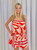 Orange/Pink/White Strapless Romper