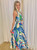 Blue/Green/Fuchsia/Tan Satin Printed Bubble hem Crop Top