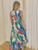 Blue/Green/Fuchsia/Tan Satin Printed Bubble hem Crop Top