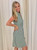 Green Stripped Cap Sleeve Button Down Mini Dress