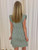 Green Stripped Cap Sleeve Button Down Mini Dress