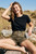 Washed Twill Button Down Shorts