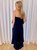 Navy Strapless Slanted Hem Jumpsuit